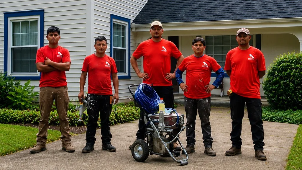 White Eagle Home Improvement painting crew on an exterior painting job in Bristol CT